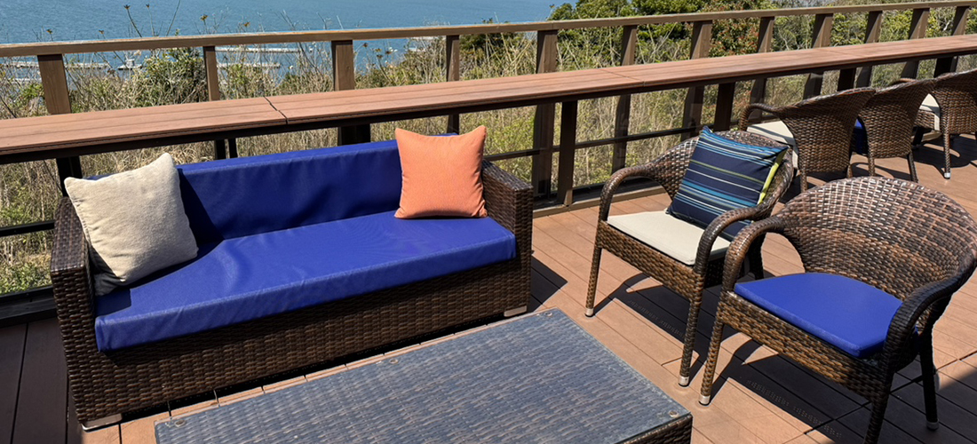 季さら別邸 刻の屋外テラスソファ・チェアの張地にBATYLINE ISOを採用事例画像